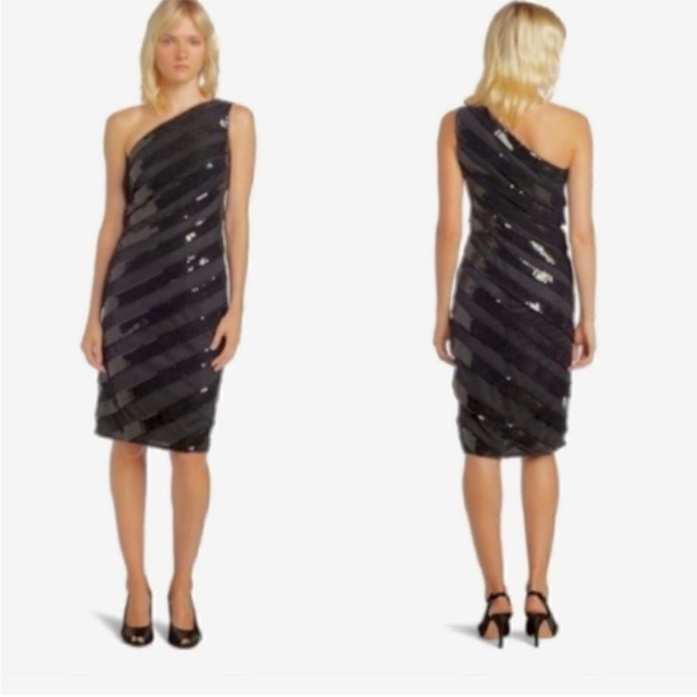 Tadashi shoji sequin black midi dress